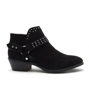 NIB Qupid Vegan Suede Stud Embellished Low Profile Ankle Boot